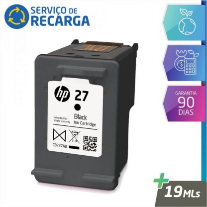 Recarga Cartucho Hp 27 Preto - C8727A