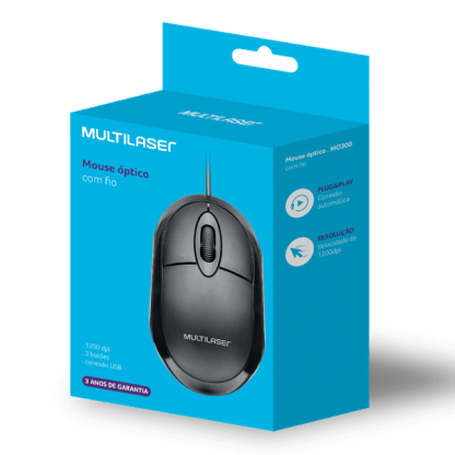 Mouse Multilaser Classic Box Optico Full Black Usb - MO300