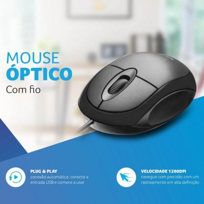 Mouse Multilaser Classic Box Optico Full Black Usb - MO300