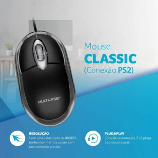 Mouse Multilaser Classic Preto PS2 - MO031
