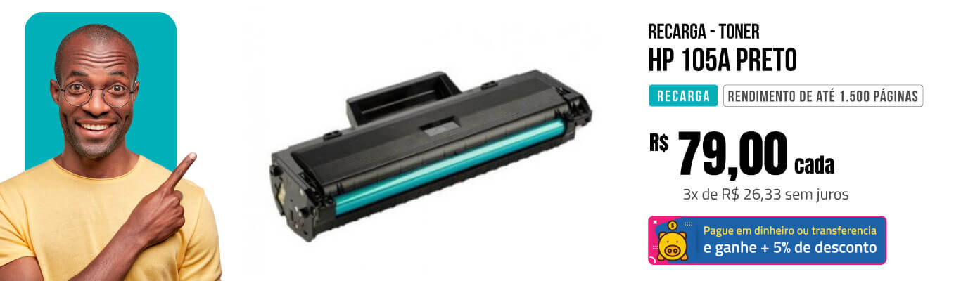 Recarga Toner Hp 105A Preto W1105A 1,5K com CHIP