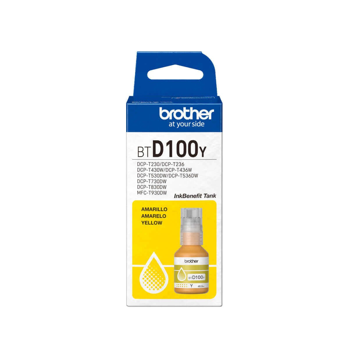 Refil de Tinta Brother BTD100Y Amarelo Original